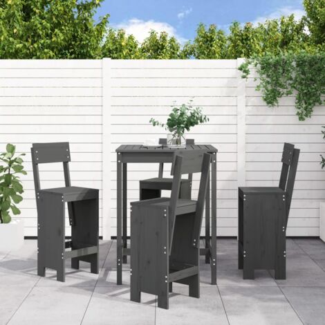 5-tlg. Gartenbar-Set Grau Massivholz Kiefer vidaXL (1/5)