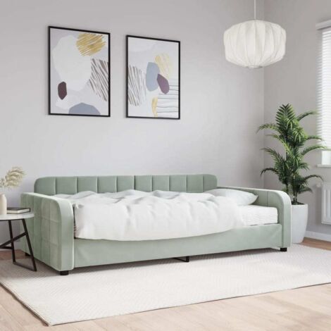 Tagesbett mit Matratze Hellgrau 100x200 cm Samt vidaXL