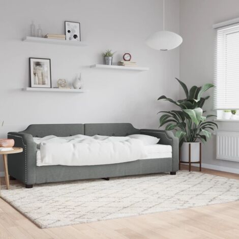 Tagesbett mit Matratze Dunkelgrau 80x200 cm Stoff vidaXL