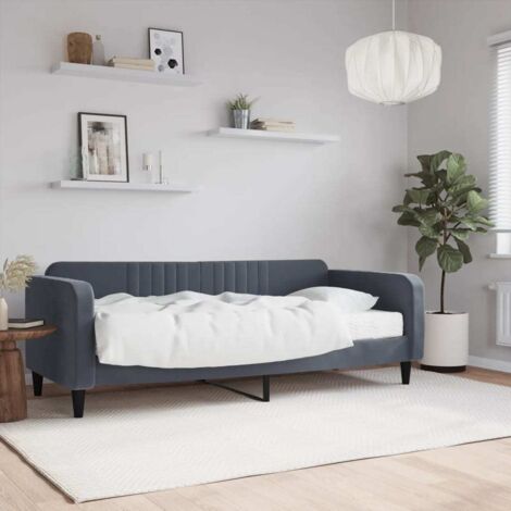 Tagesbett mit Matratze Dunkelgrau 90x200 cm Samt vidaXL