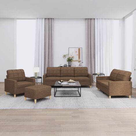 4-tlg. Sofagarnitur mit Kissen Braun Stoff vidaXL
