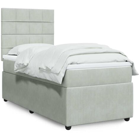 Boxspringbett mit Matratze Hellgrau 100x200 cm Samt vidaXL