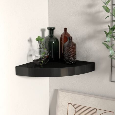 vidaXL Floating Corner Shelf Black 25x25x3,8 cm MDF