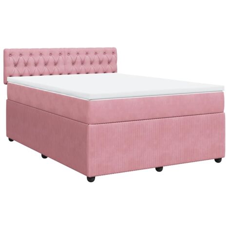 vidaXL Lattenrost-Bett mit Matratze Rose 140x190 cm Samt