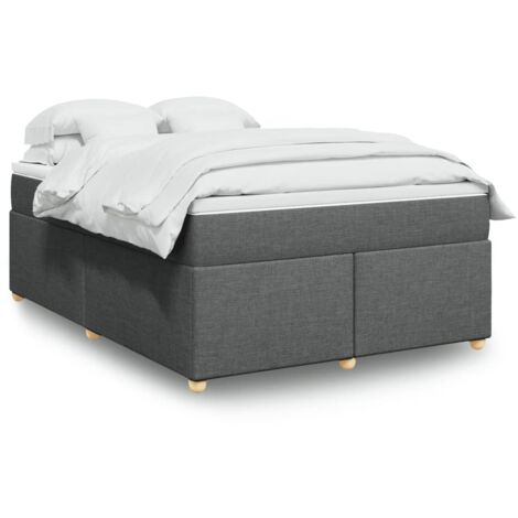 Lattenrostbett mit Matratze Dunkelgrau 140x190cm Stoff