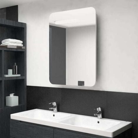 vidaXL LED-Bad-Spiegelschrank Weiß und Eichen-Optik 60x11x80 cm