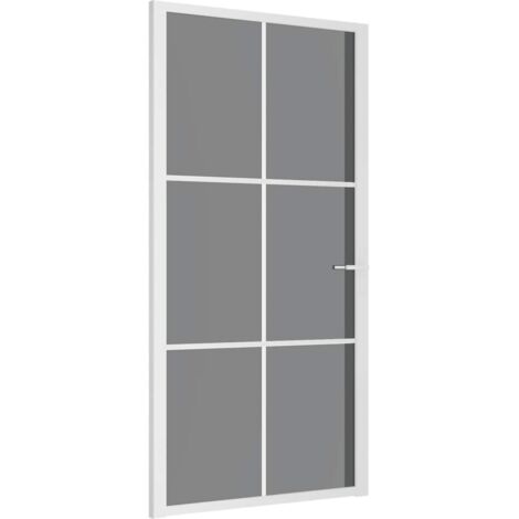 Innentür 102,5x201,5 cm Weiß ESG-Glas und Aluminium vidaXL