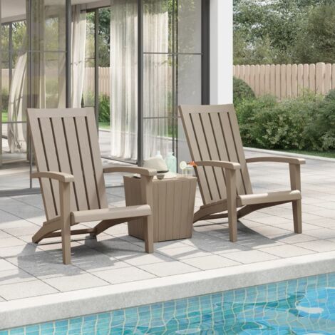 vidaXL Gartenstühle Adirondack 2er-Set hellbraun PP