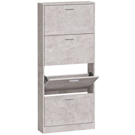 vidaXL Schuhschrank Betongrau 59x17x150 cm Holzwerkstoff
