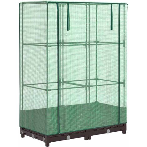 vidaXL Raised Bed with Greenhouse Cover Rattan Look 80x40x123 cm