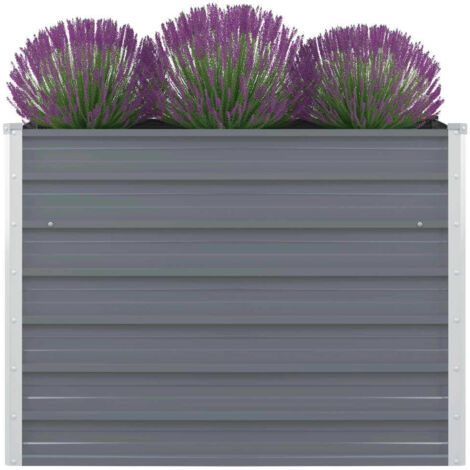 vidaXL Raised Garden Bed 100x100x77 cm Galvanised Steel Grey
