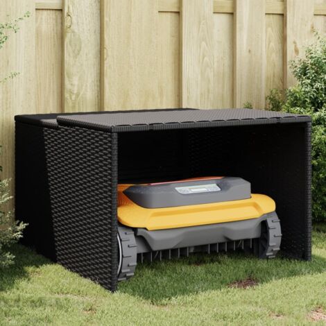 vidaXL Robot Mower Garage Black 86x90x52/57 cm Poly Rattan