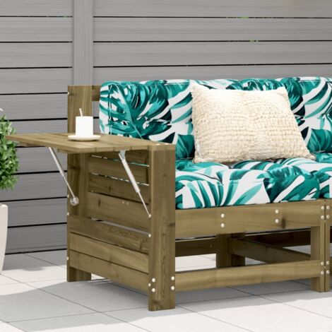Gartensofa mit Armlehne und Kissen Kiefernholz Imprägniert vidaXL