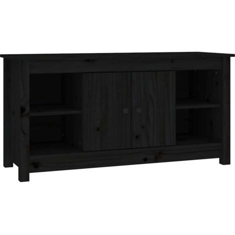 vidaXL TV-Schrank Schwarz 103x36,5x52 cm Massivholz Kiefer (1/5)