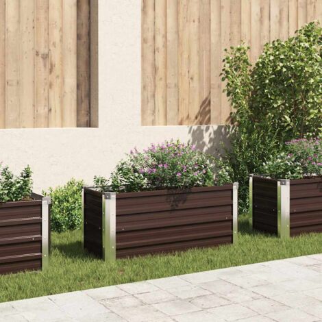 vidaXL Hochbeet Garten Braun 100x40x45 cm Galvanisiertes Stahl