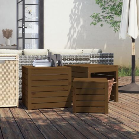 vidaXL Gartenboxen Set 3 Stück honigbraun massivem Kiefernholz
