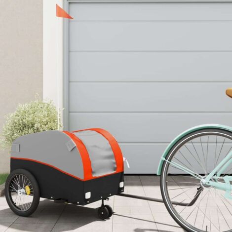 vidaXL Fahrradanhänger schwarz und orange 30 kg Stahl (1/5)
