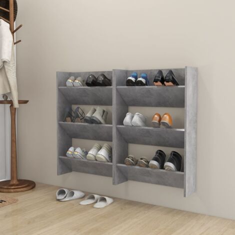 Wand-Schuhschränke 2 Stk. Betongrau 60x18x90 cm Holzwerkstoff vidaXL
