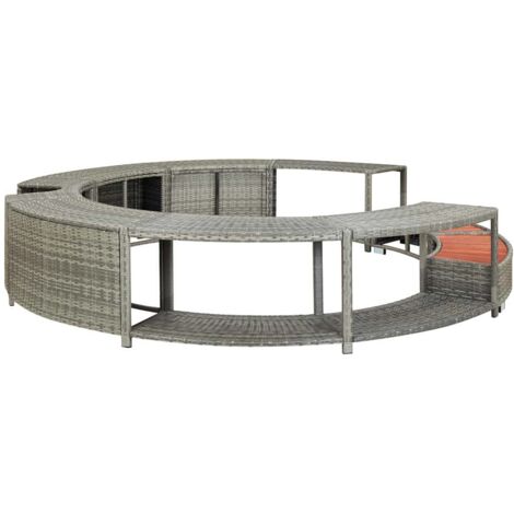 Whirlpool-Umrandung Grau Poly Rattan vidaXL