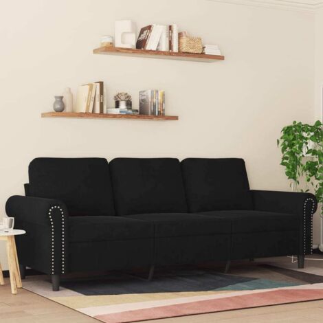 vidaXL 3-Sitzer Sofa Schwarz 180 cm Samt