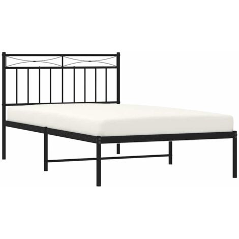 Bettgestell mit Kopfteil Metall Schwarz 100x200 cm vidaXL (1/5)