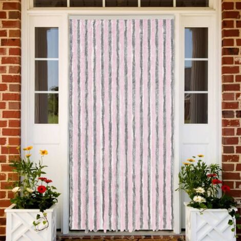 Fliegenvorhang Silbergrau und Rosa 118x220 cm Chenille vidaXL