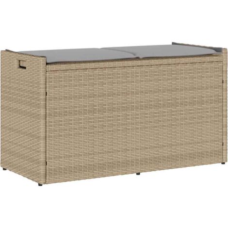 Outdoor-Sitzbank mit Stauraum und Kissen Beige 100 cm vidaXL