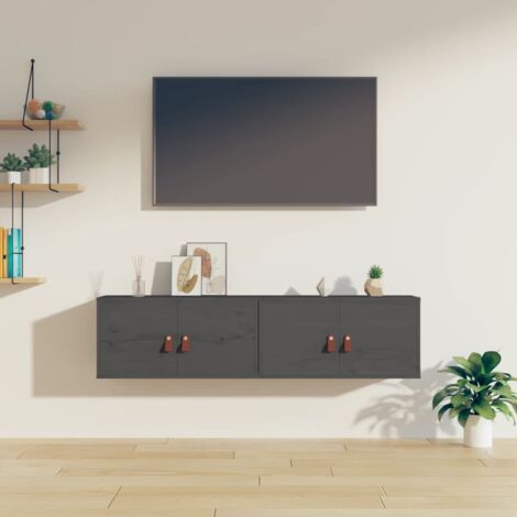 Wandschränke 2 Stk. Grau 60x30x30 cm Massivholz Kiefer vidaXL