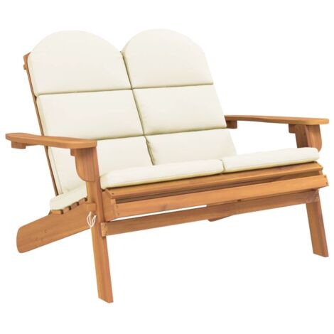 vidaXL Gartenbank Adirondack mit Kissen 126 cm aus massivem Akazienholz