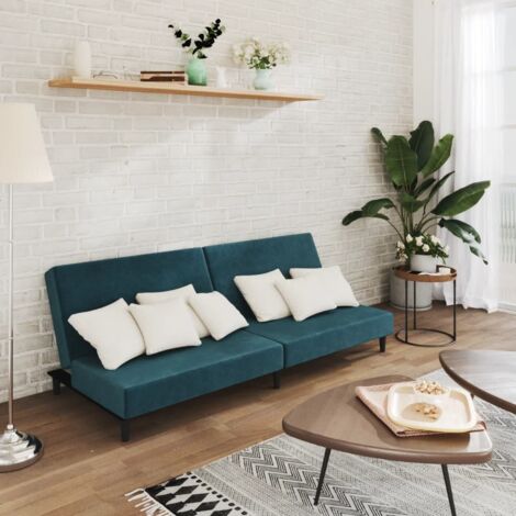 Schlafsofa 2-Sitzer Blau Samt vidaXL