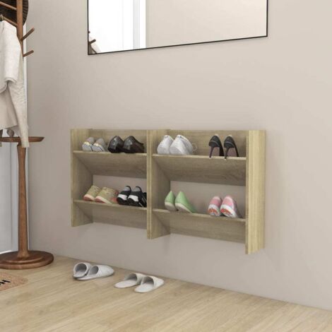 Wand-Schuhschränke 2 Stk. Sonoma-Eiche 60x18x60cm Holzwerkstoff vidaXL674870 (1/5)