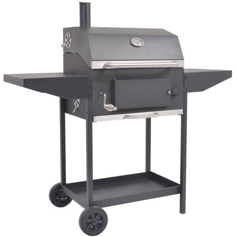 Holzkohlegrill Smoker mit Ablage Schwarz vidaXL (1/5)