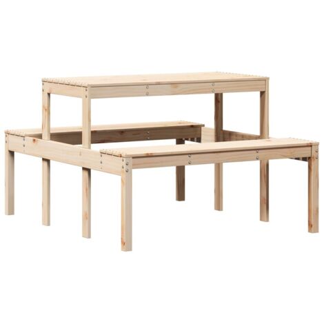 vidaXL Picknicktisch 110x134x75 cm aus massivem Kiefernholz