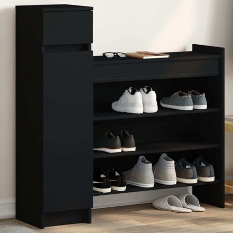 Schuhschrank schwarz 100,5x28x100 cm aus Holzwerkstoff