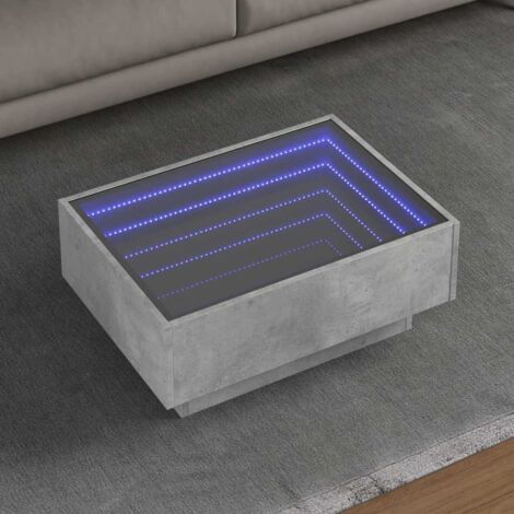 vidaXL Couchtisch mit LED Grau Beton 70x50x30 cm Engineering Holz