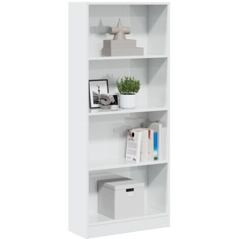 vidaXL Bücherregal Weiß Hochglanz 60x24x143 cm Holz