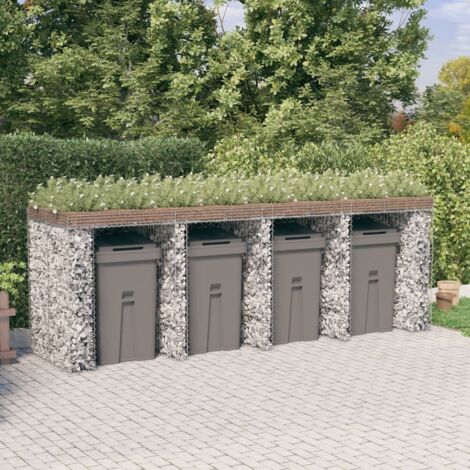 vidaXL Gabionenwand für Mülltonnen 350x91x120 cm galvanisierter Stahl