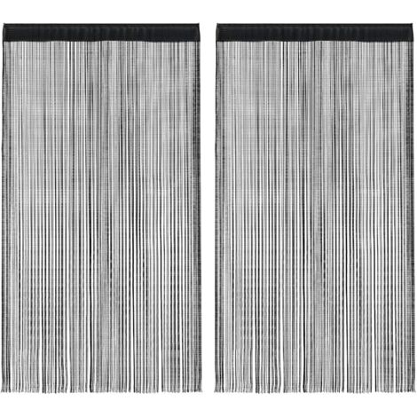 vidaXL String Curtains 2 pcs 140x250 cm Black