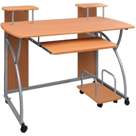 vidaXL Computer Schreibtisch Braun 110x52x88,5 cm Holzwerkstoff