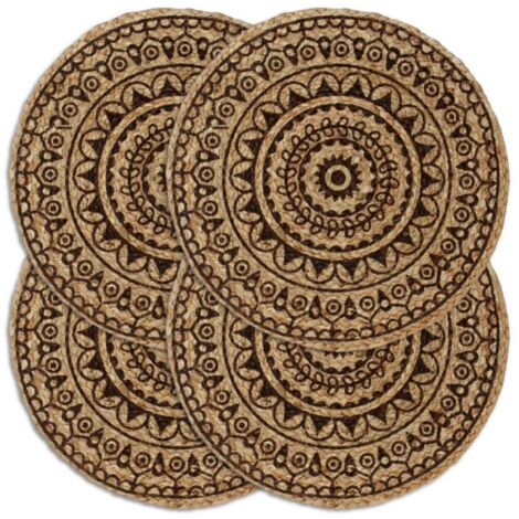 Tischsets 4 Stk. Dunkelbraun 38 cm Rund Jute vidaXL