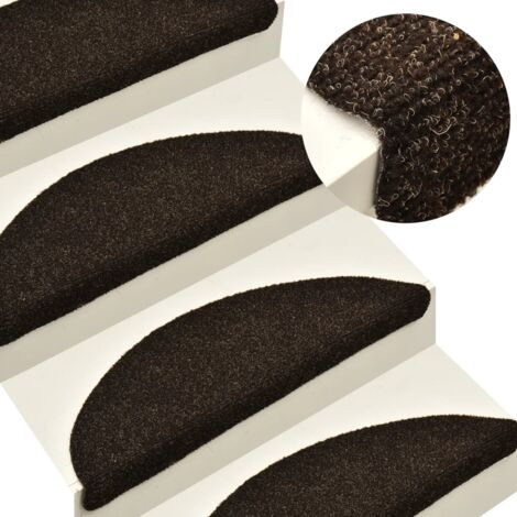 Stufenmatten Selbstklebend 10 Stk. 65x21x4 cm Dunkelbraun Halbrund Groß vidaXL