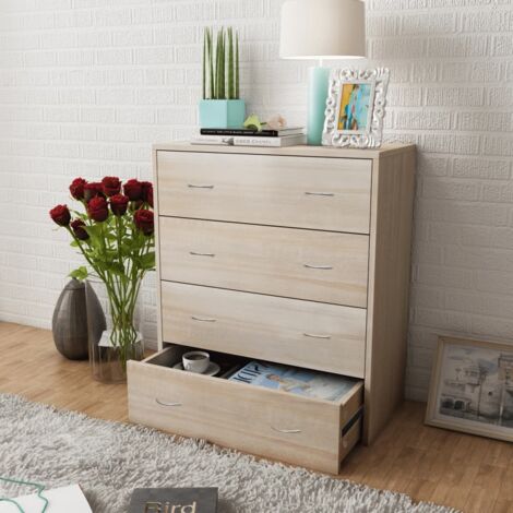 vidaXL Buffet mit 4 Schubladen 60 x 30,5 x 71 cm Eiche