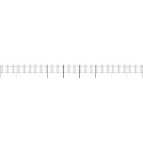 Gartenzaun mit Lanzenspitzen Stahl 15,3 x 1 m Schwarz