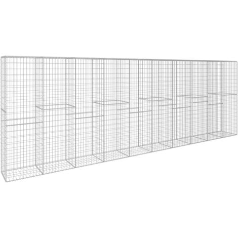Gabionenwand mit Abdeckung Verzinkter Stahl 600 x 50 x 200 cm vidaXL