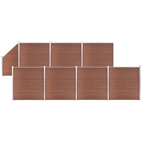 WPC Zaun-Set 7 Quadrate + 1 Schräge 1311x186 cm Braun vidaXL