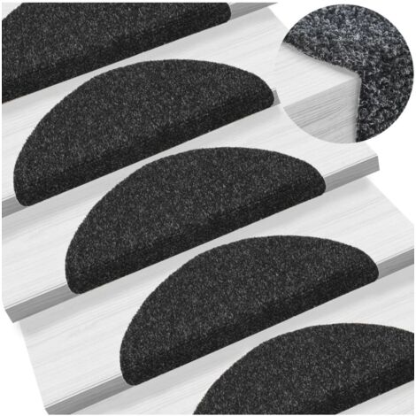 vidaXL Stair Mats Self-adhesive 10 pcs 56x17x3 cm Black Half Round