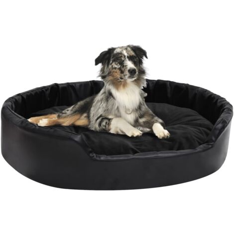 vidaXL Dog Bed Black 90x79x20 cm Plush and Faux Leather