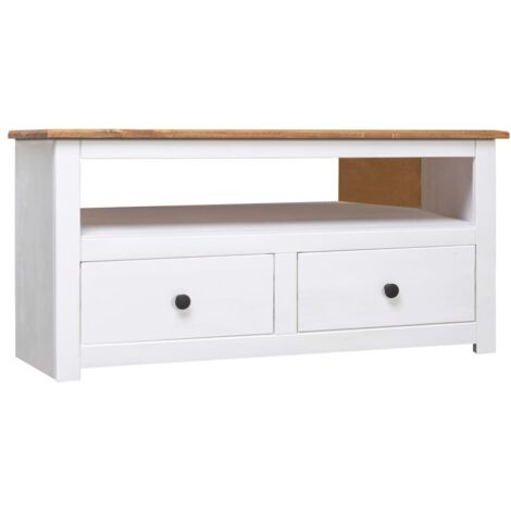 vidaXL TV-Eckschrank Weiß 93 x 49 x 49 cm Massivholz Panama-Kiefer