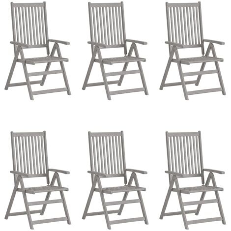 Verstellbare Gartenstühle 6 Stk. Grau Massivholz Akazie