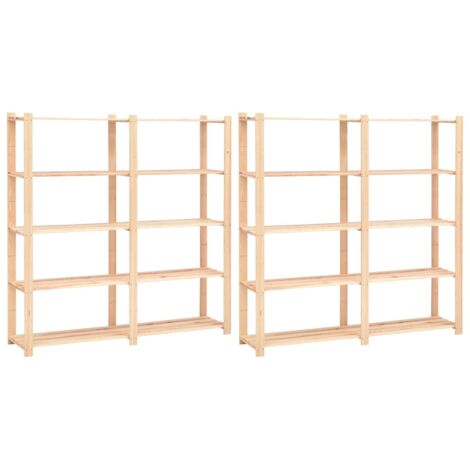 vidaXL Lagerregale 5 Böden 2 Stk. 170x38x170cm Massivholz Kiefer 500kg